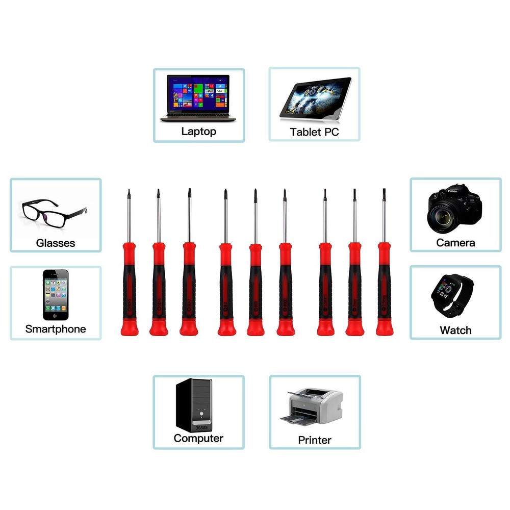 9-Piece Precision Screwdriver Set | Phillips 0, 00, 000 | Flat 1.5mm, 2.0mm, ...