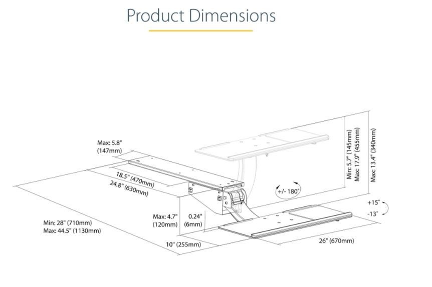 StarTech Under Desk Keyboard Tray