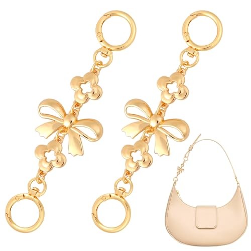 2 Pcs Bag Extender Chains Bow Pattern Purse Extender Chain Replacement Metal