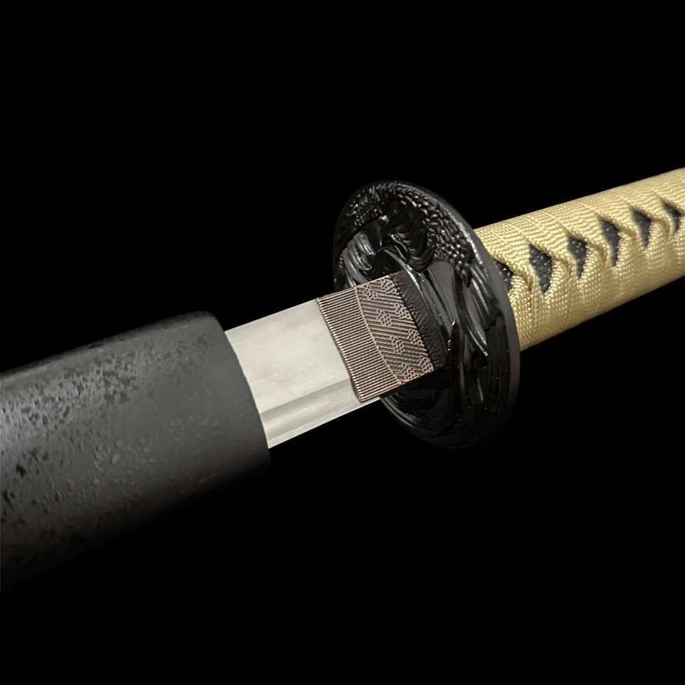 Japanese Style Katana with Tan Wrap Display Sword Unsharpened