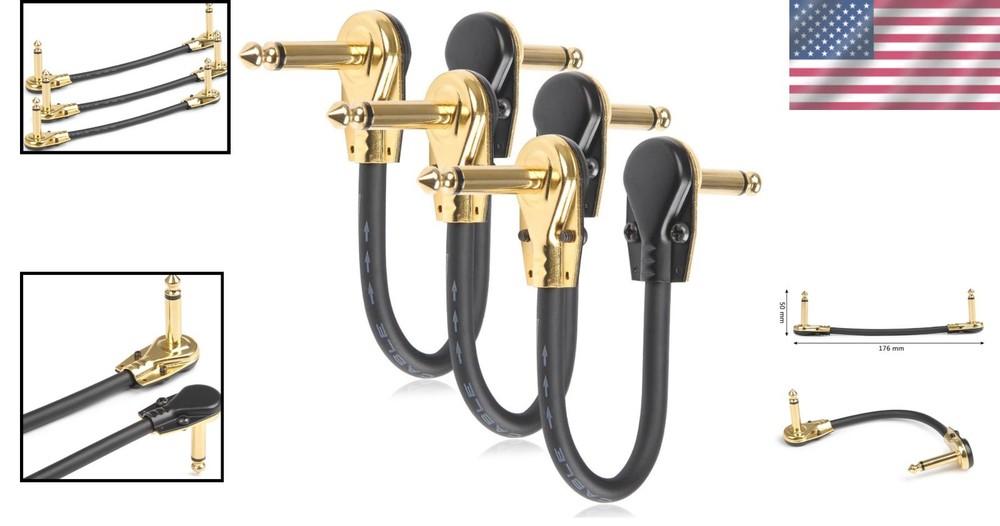 3 Pack 6 Inch Guitar Patch Cable Ultra Quiet Instrument Effect Pedal Patch Cords