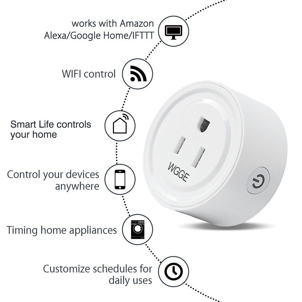 Smart Plug, Mini Smart WiFi Outlet Compatible with Alexa, Google Assistant 2/pk