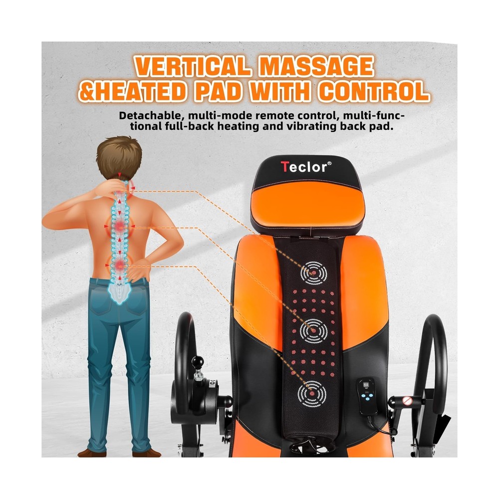 Teclor Inversion Table,Advanced Heat and Massage Function,Strength Training I...