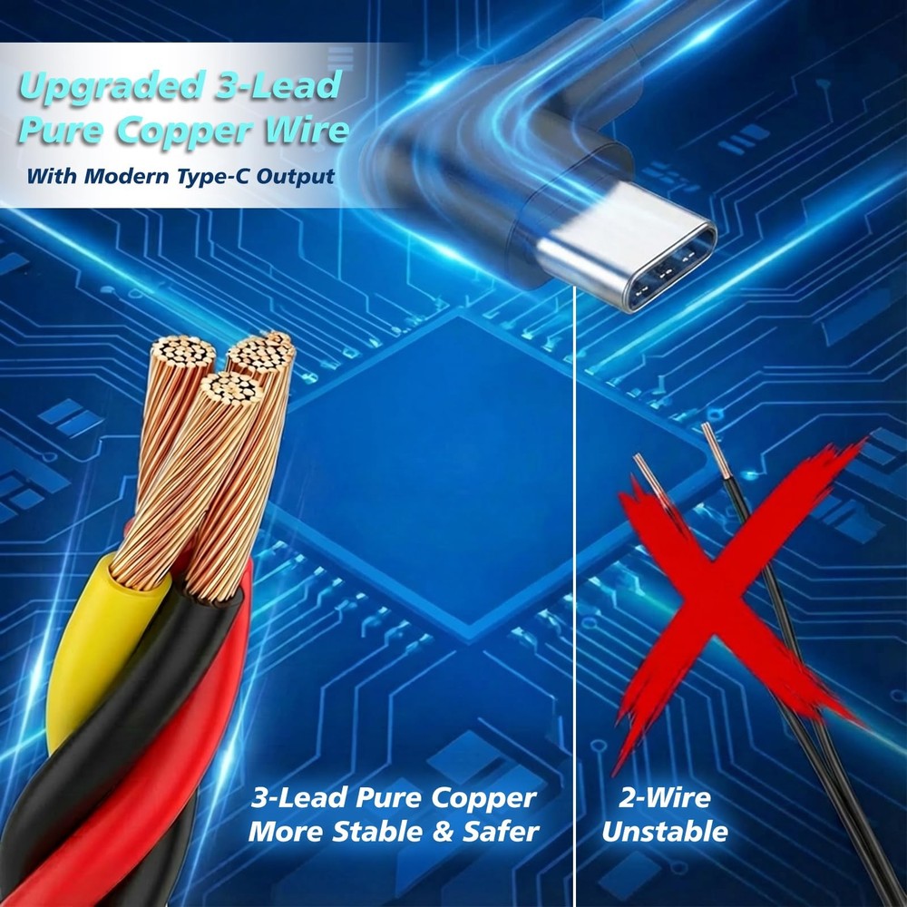 USB-C Hardwire Kit for Dash Cam with Acc Detection, 4-Level Adjustable Black