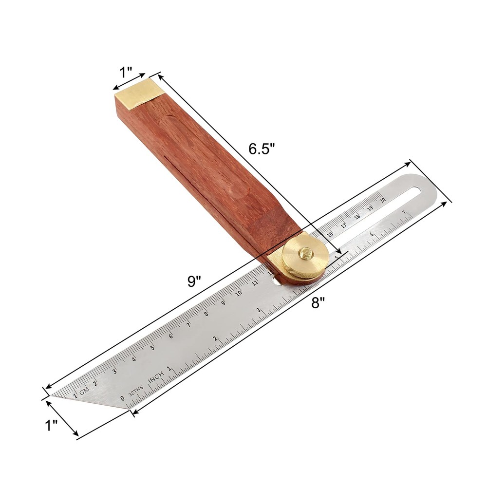 9" T-Bevel Sliding Angle Ruler Protractor, Adjustable Angle Finder Ruler Hard...