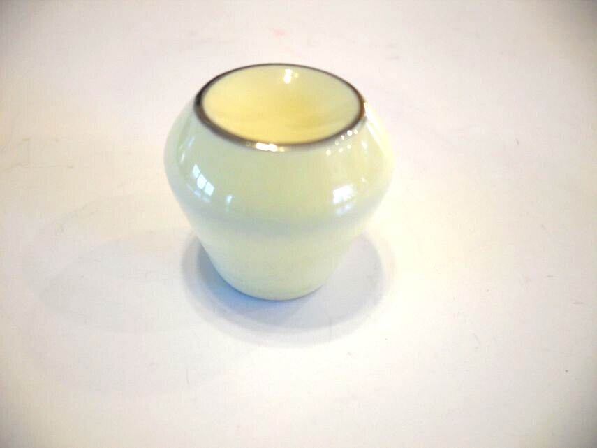 Vintage Nos Ceramic Drawer Knobs 1" Tulip Pull Yellow w Gold Accent Ring