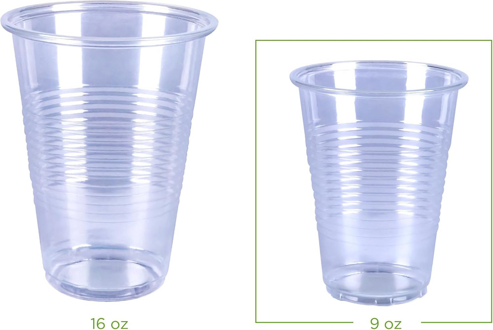 Small Disposable Clear Plastic Cups, 9oz, 100 Count