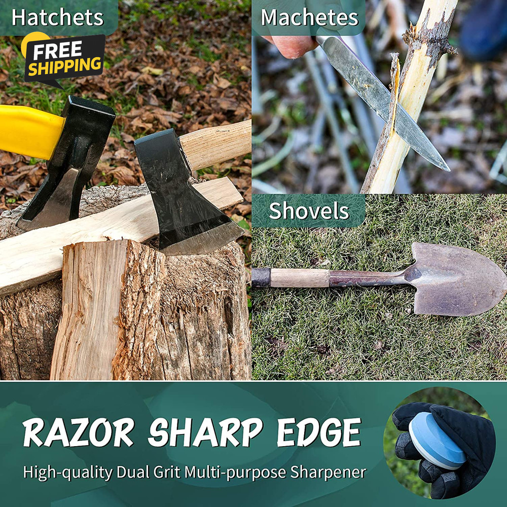 4 Axe Sharpener Tools with Sheath, Multipurpose Axe Sharpener Stone Axe Dual