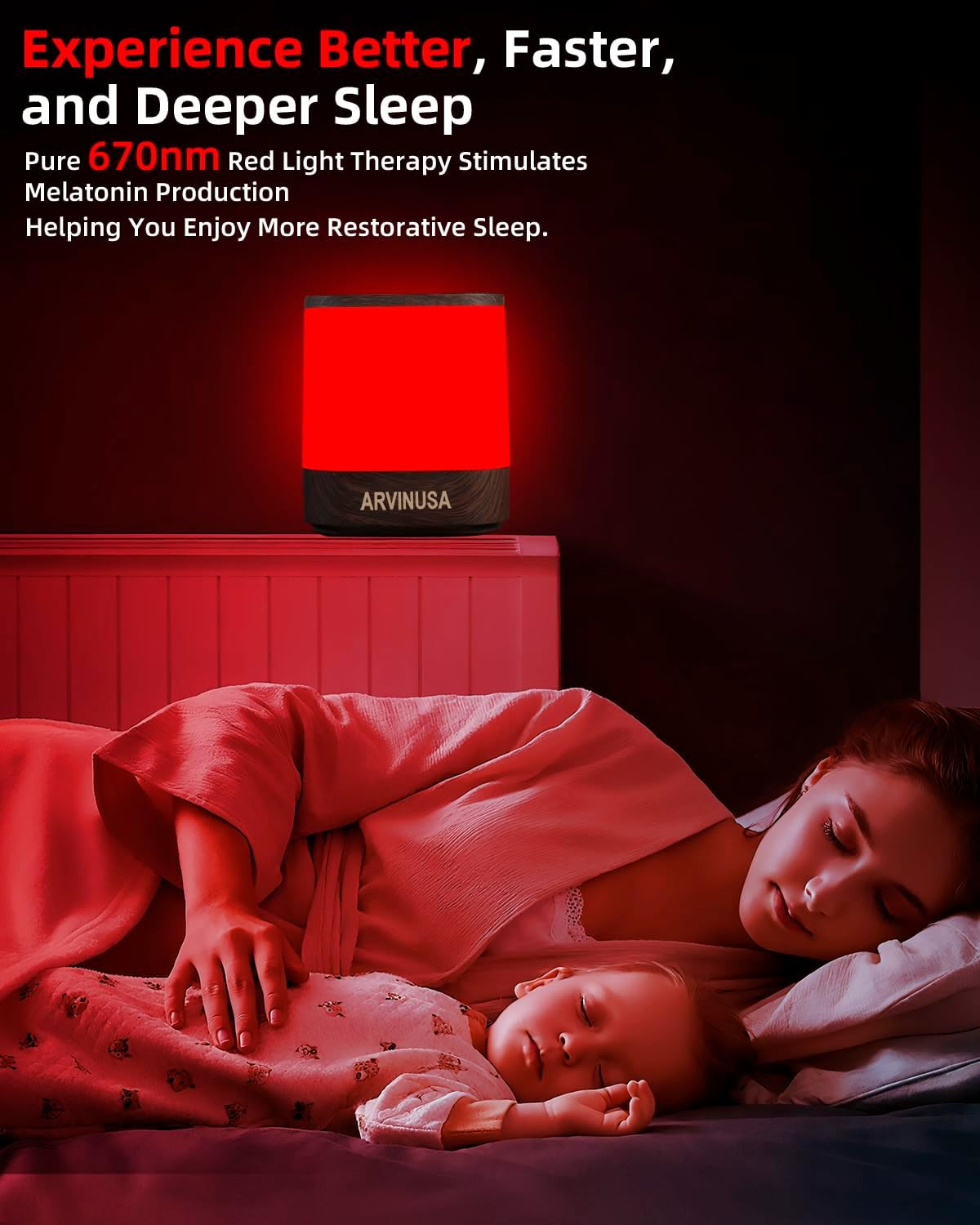 Red Light Night Light Lamp, 670nm Wavelength Aid to Support Deep Relaxation: Nat