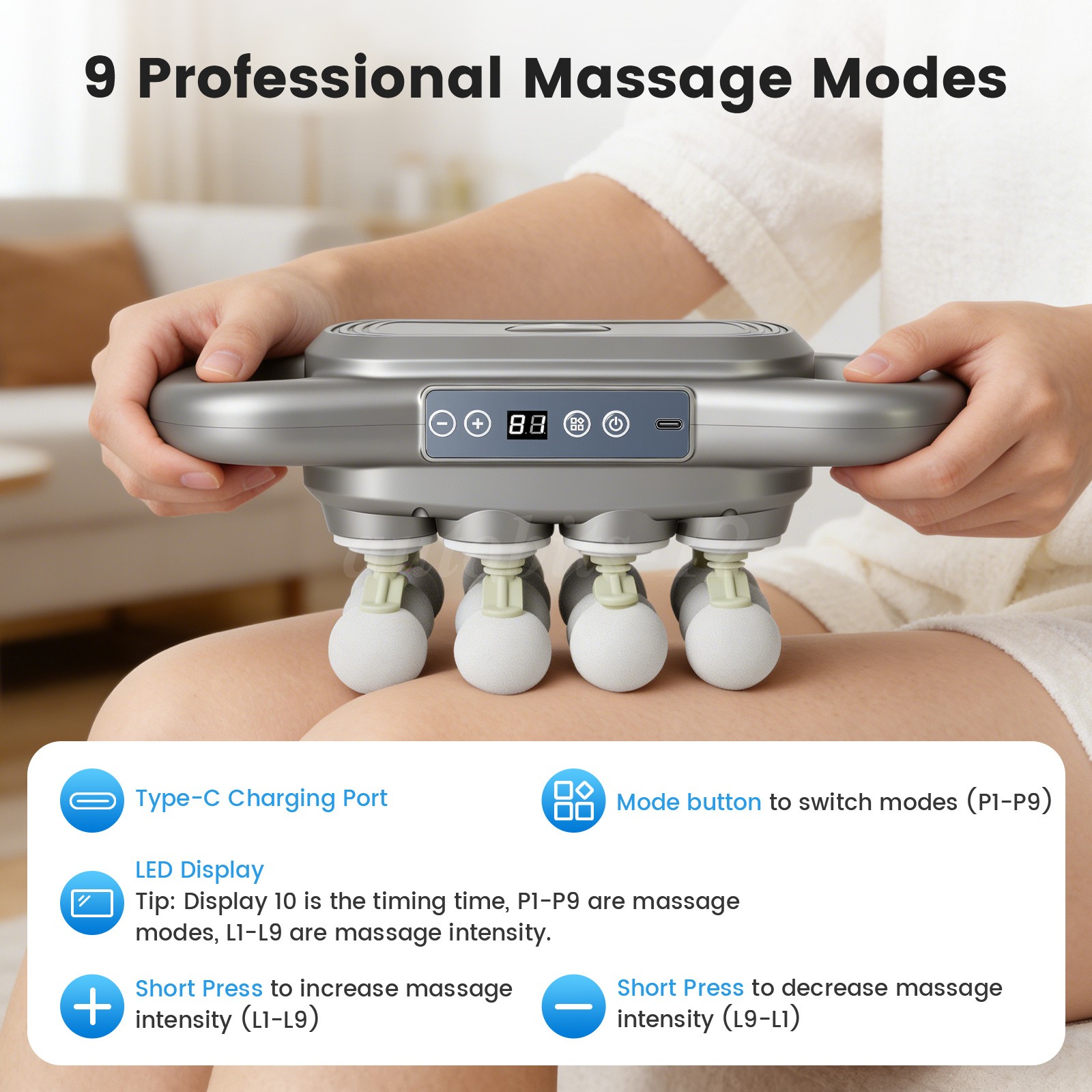 9 Modes Massage Gun Deep Tissue Percussion Massager Speed Muscle Vibrating Relax