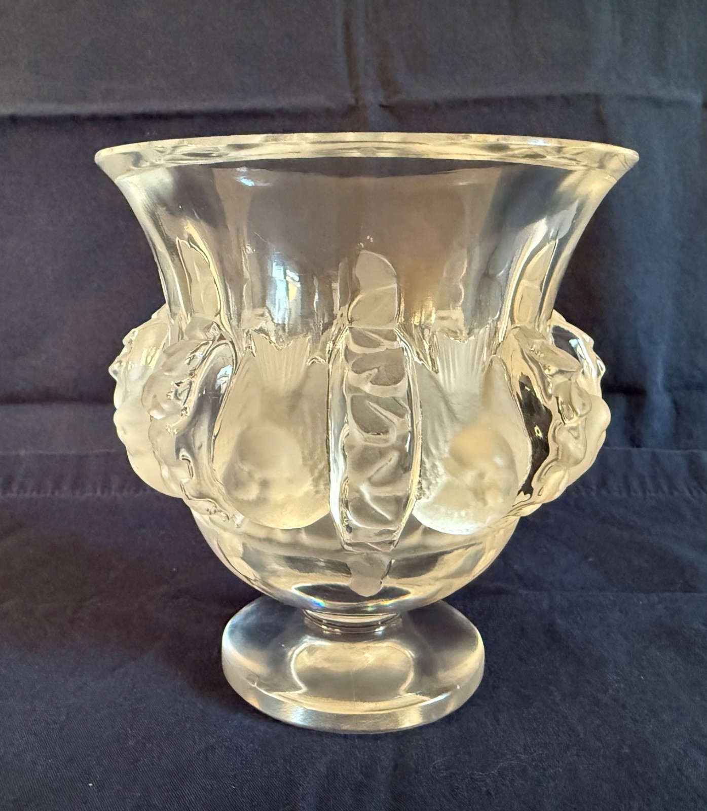SIGNED Vintage Lalique Frosted Glass Satin Crystal Dampierre Bird Vase
