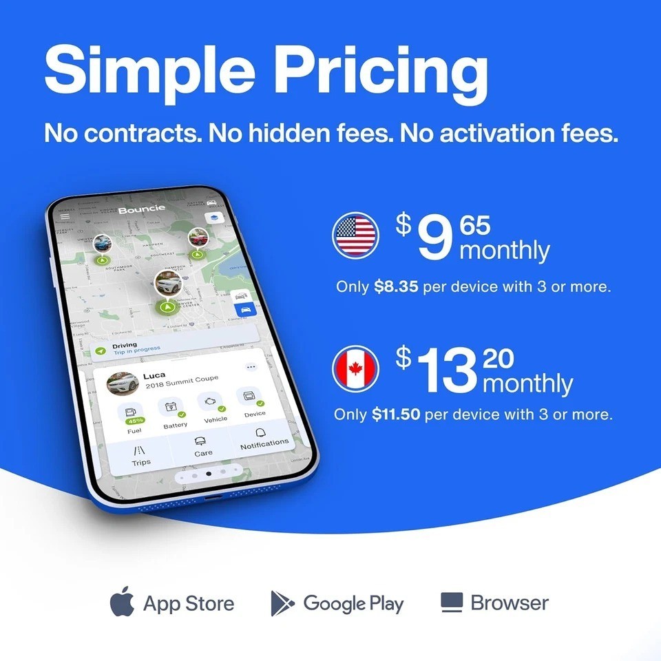 Bouncie GPS Tracker for Vehicles with Real-Time Location Route History, Speed