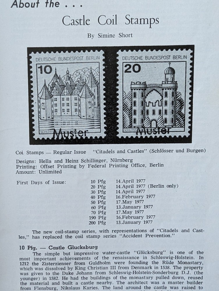 German Postal Specialist Aug 1978 Castle Coil Stamp 12Pf. Building Postal Card