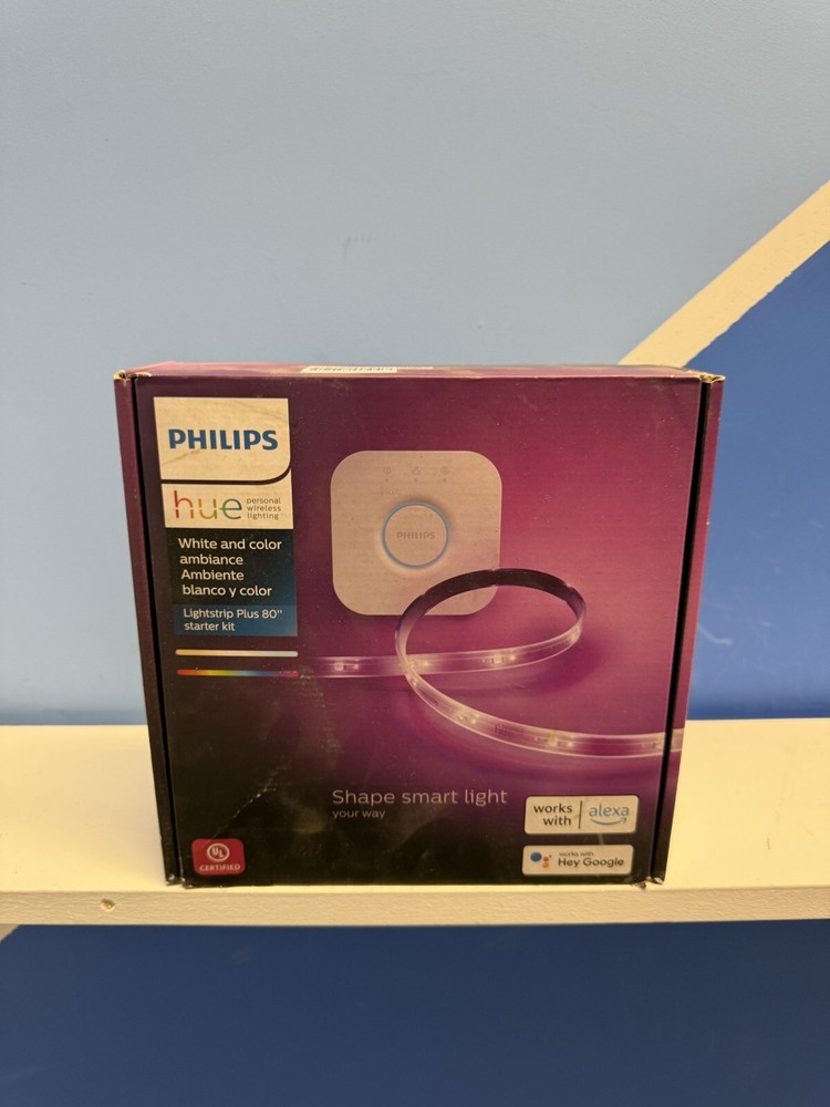 Philips Hue Lightstrip Starter Kit (6ft Light Strip, Base Plug, Hue Hub)