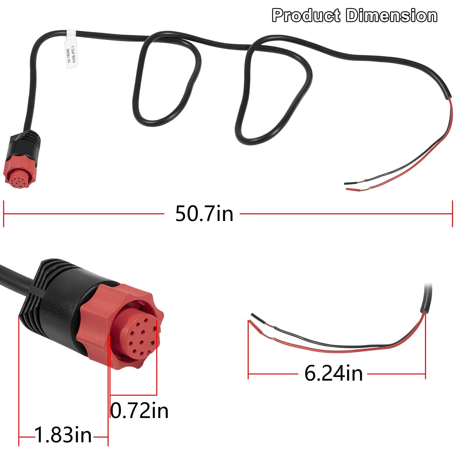 000-14041-001 HDS / Elite / Hook Power Cable 3 Foot, 2-Wire Power for Lowrance