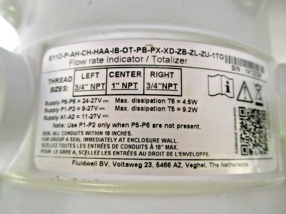 TURBINES INC. E-SERIES FLOW RATE INDICATOR / TOTALIZER WITH 3" TMO300 FLOWMETER