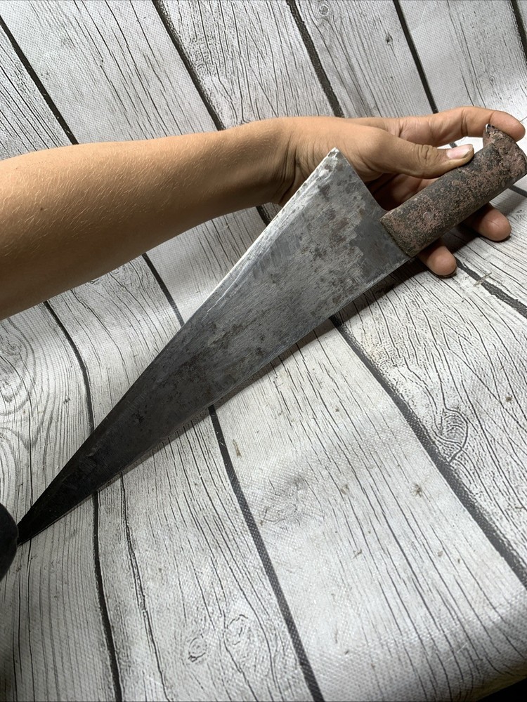 Antique Primitive Hand Forged Hog Splitter Cleaver - Large Triangle