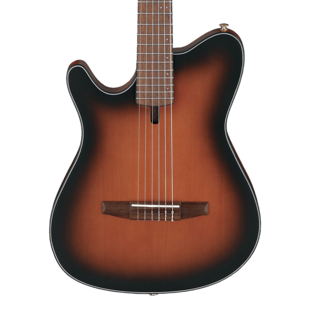 Ibanez FRH10NL L-H Thinline A/E Guitar, Solid Spruce Top, Brown Sunburst Flat