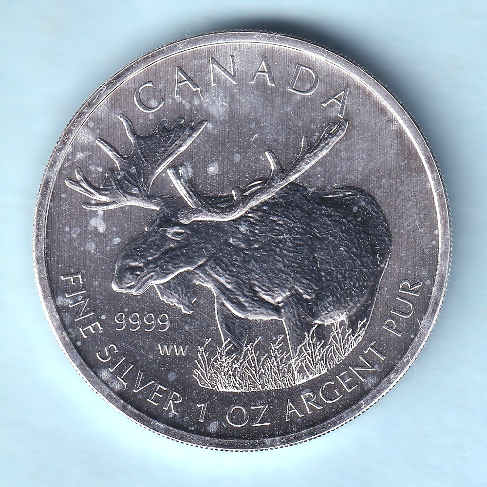 Canada. 2012 1 oz Silver - 5 Dollars.  Moose. UNC