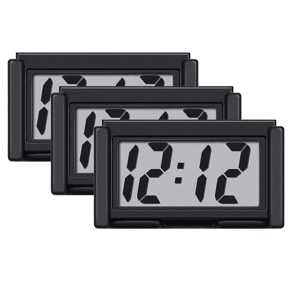 High Quality 3 Pack Mini Digital Clock Small Adhesive Stick On LCD Display Clear