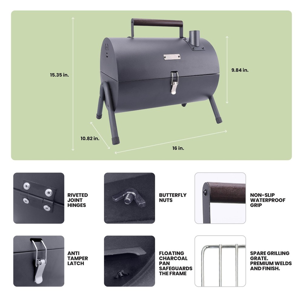 AGG Portable Charcoal Grill - 2-in-1 Tabletop BBQ & Griddle Combo - Compact M...