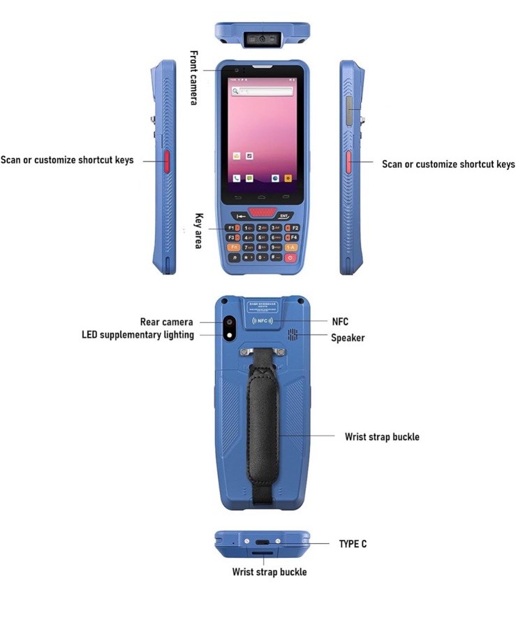 Android 12 OS Handheld Terminal 1D 2D Barcode Scanner Data Collector 4G WiFi GPS
