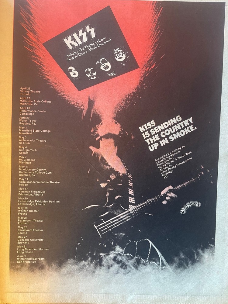 KISS -  Rolling Stone Magazine - 1974 Ad - Approx. 11”X 14”