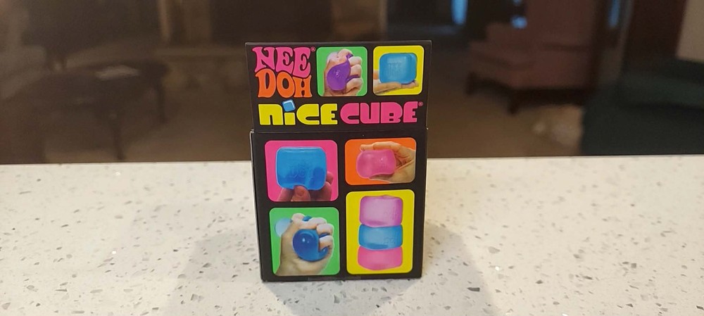 Nee Doh~Nice Cube Super Solid Squish Squeezable Stress Sensory Toy, Blue~SEALED