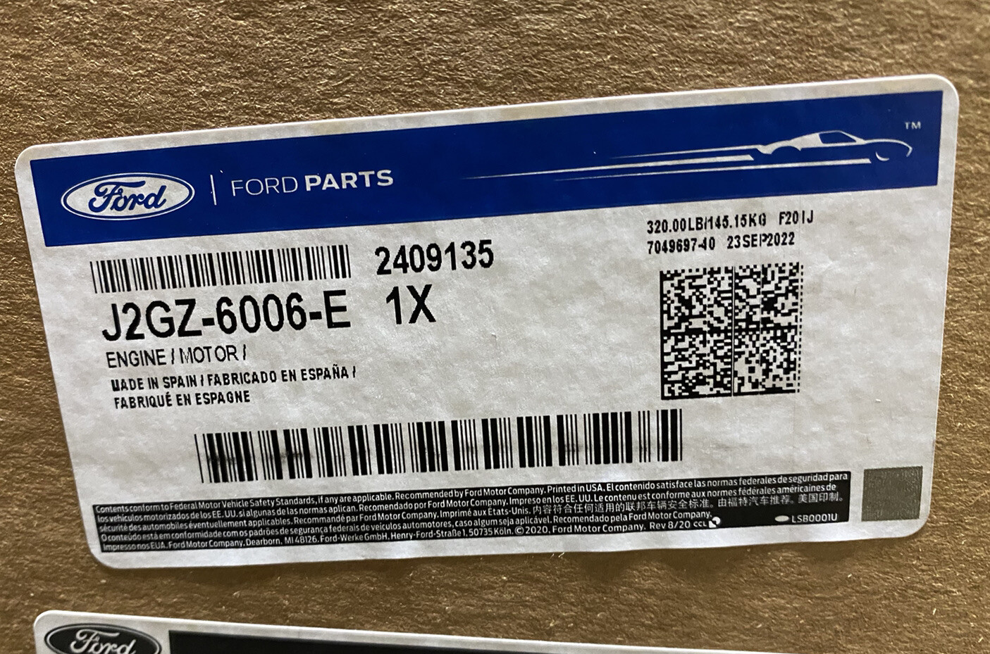 NEW OEM 2017-2020 Ford Fusion MKZ 2.0L EcoBoost Long Block Engine J2GZ-6006-E