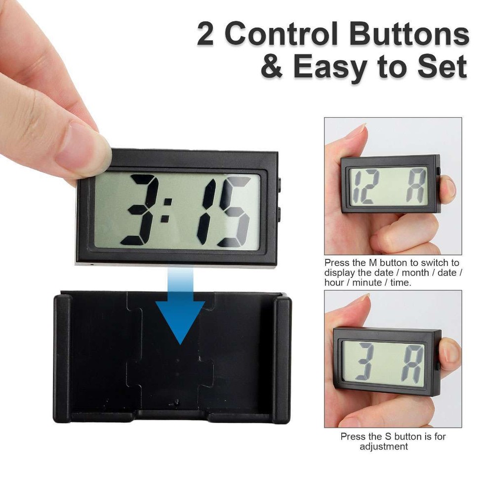 Mini Digital LCD Table Auto Car Dashboard Desk Date Time Calendar Small Clock