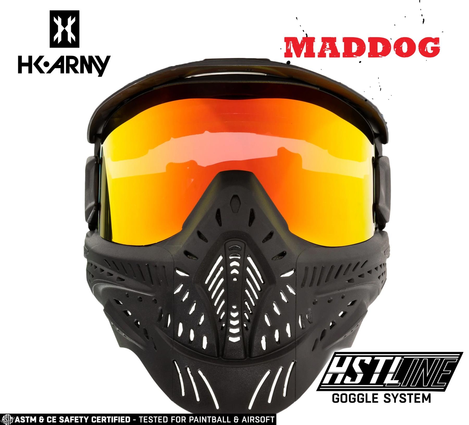 Maddog HK Army HSTL Paintball Mask Airsoft Goggle w/ Thermal Anti-Fog FIRE Lens