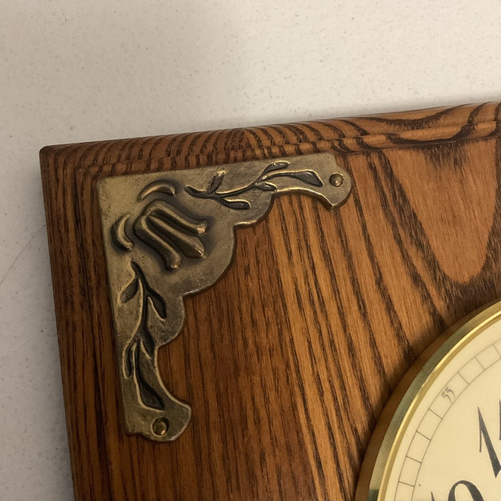 Vintage New Haven Wall Clock With Brass Corner Decor, Tested