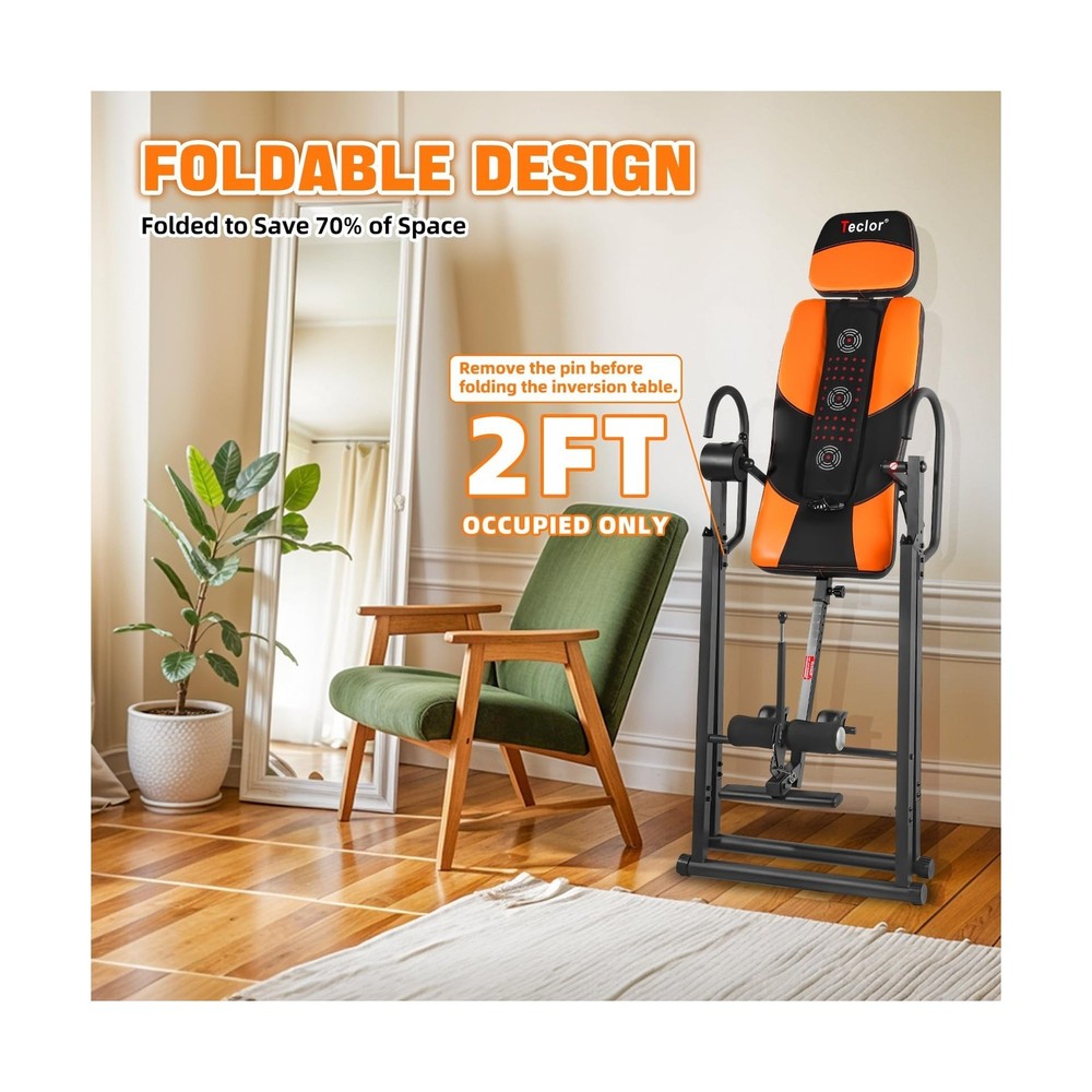 Teclor Inversion Table,Advanced Heat and Massage Function,Strength Training I...