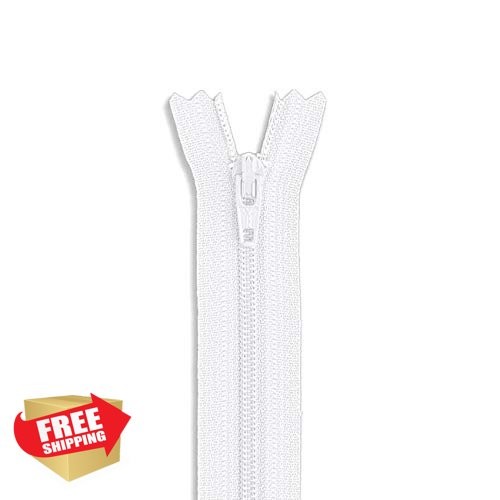 18" Nylon Coil Zipper White Non-Separating Sewing