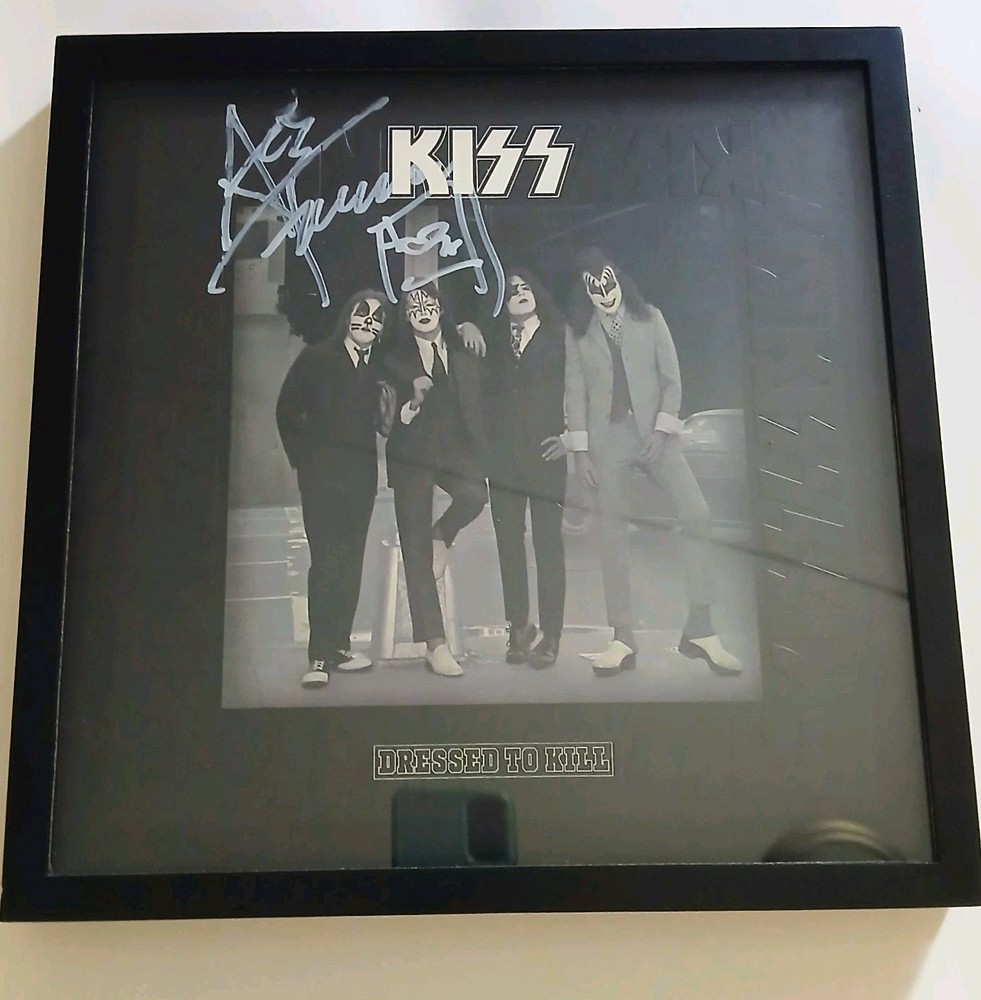 KISS Ace Frehley Dressed To Kill Vinyl LP Album Signed Autographed Framed  COA