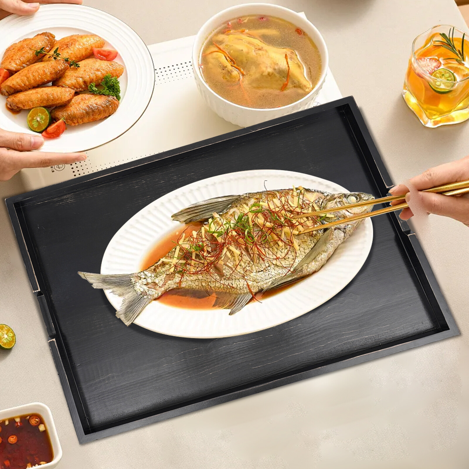 Stove Top Cover Pine Wood Noodle Board Stove Covers with Built-in Handles