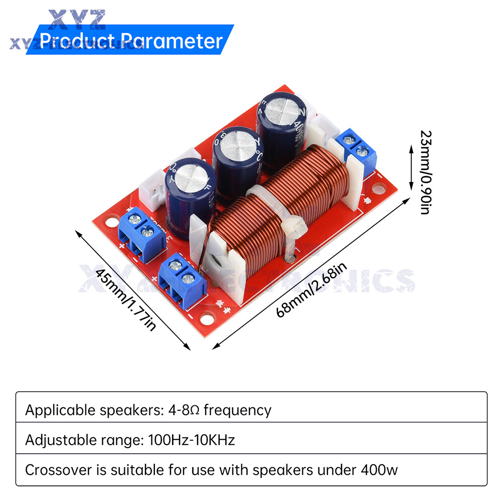 2 Way Speaker Frequency Divider Audio Crossover Board 100Hz-10KHz Adjustable