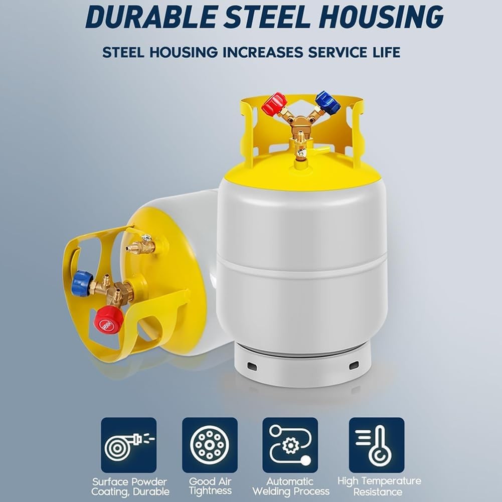 30LBS Refrigerant Recovery Tank with Y-Valve for Liquid/Vapor Reusable Tank