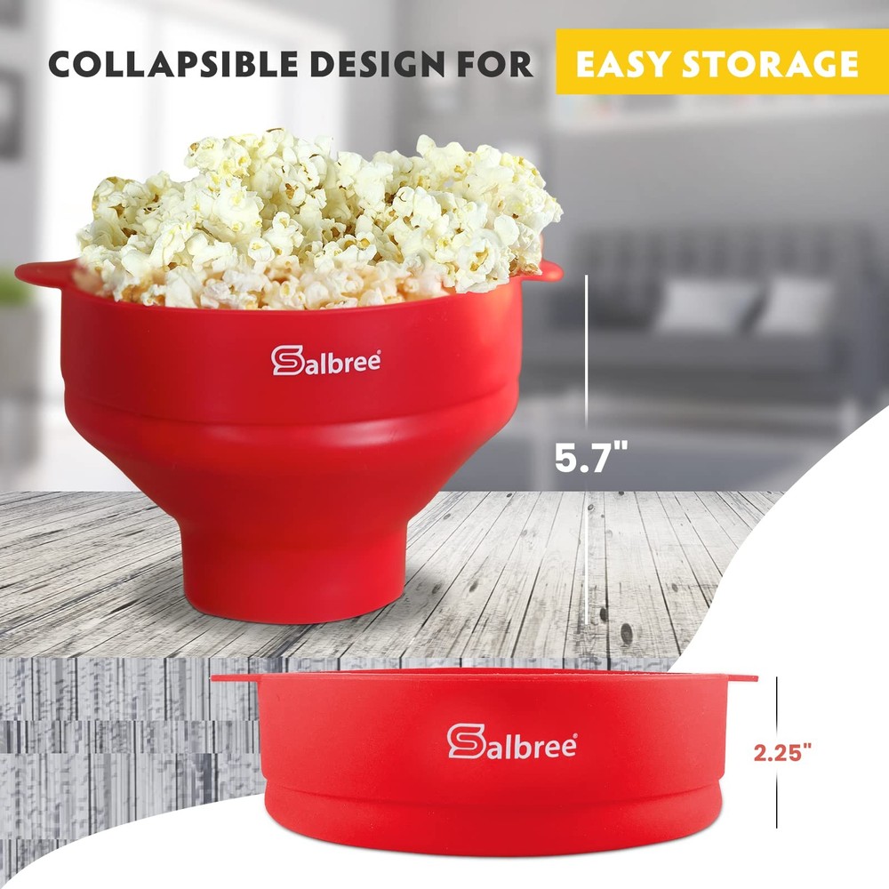 The Original Salbree Collapsible Silicone Microwave Popcorn 16 Cup, Ruby Red