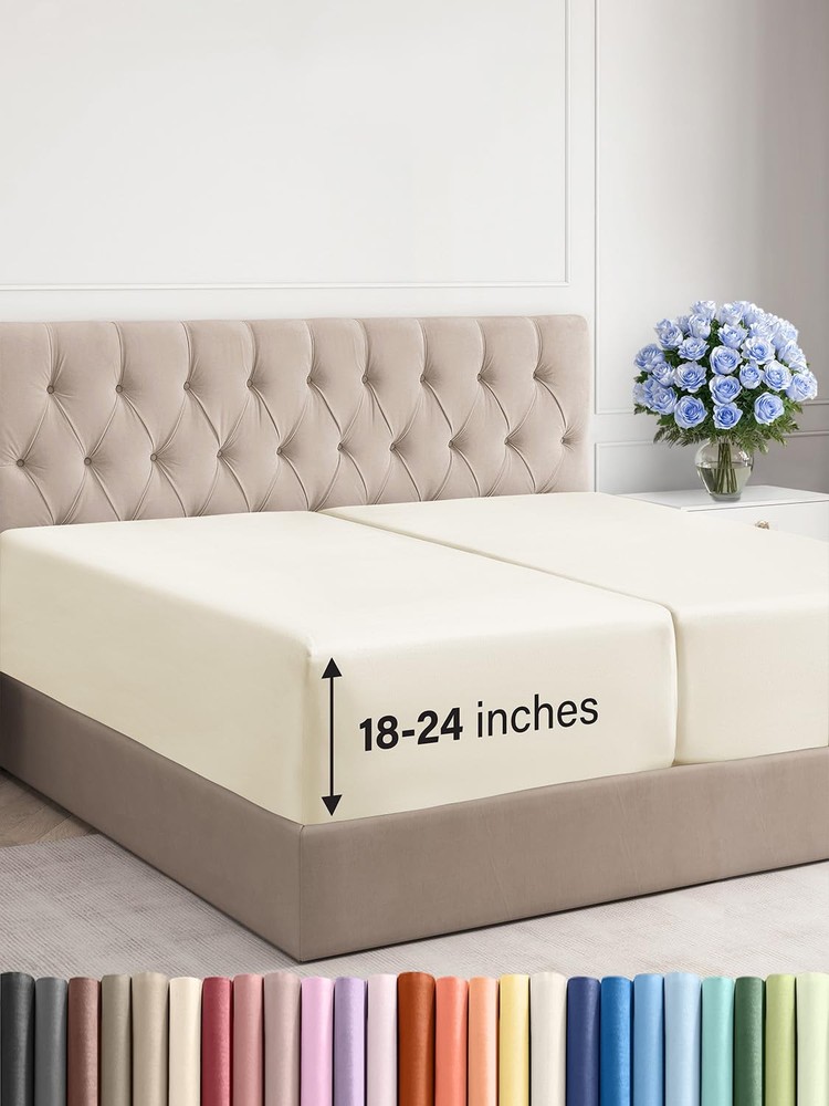 Extra Deep Split King Fitted Sheet - Hotel Luxury Single Fitted Sheet Only - ...