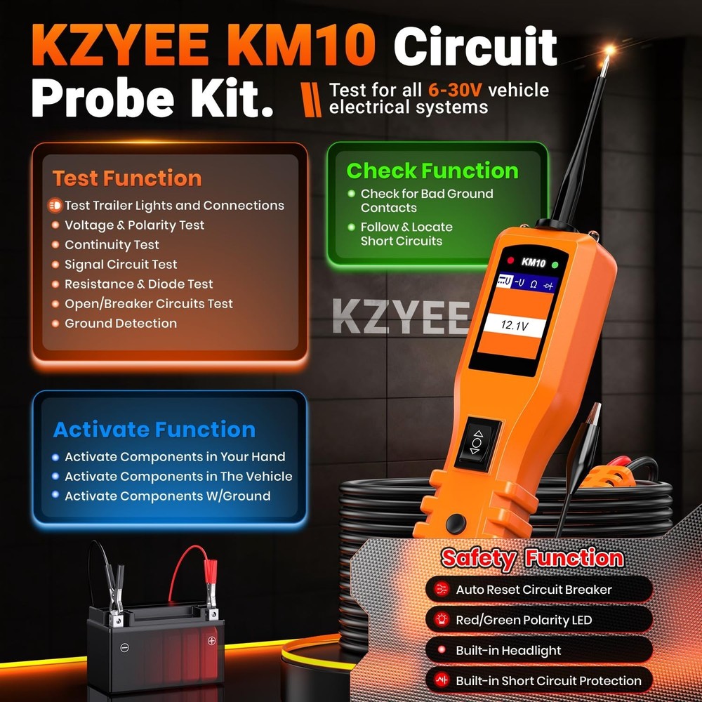 Comprehensive Power Circuit Tester for Accurate Vehicle Electrical Diagnostics