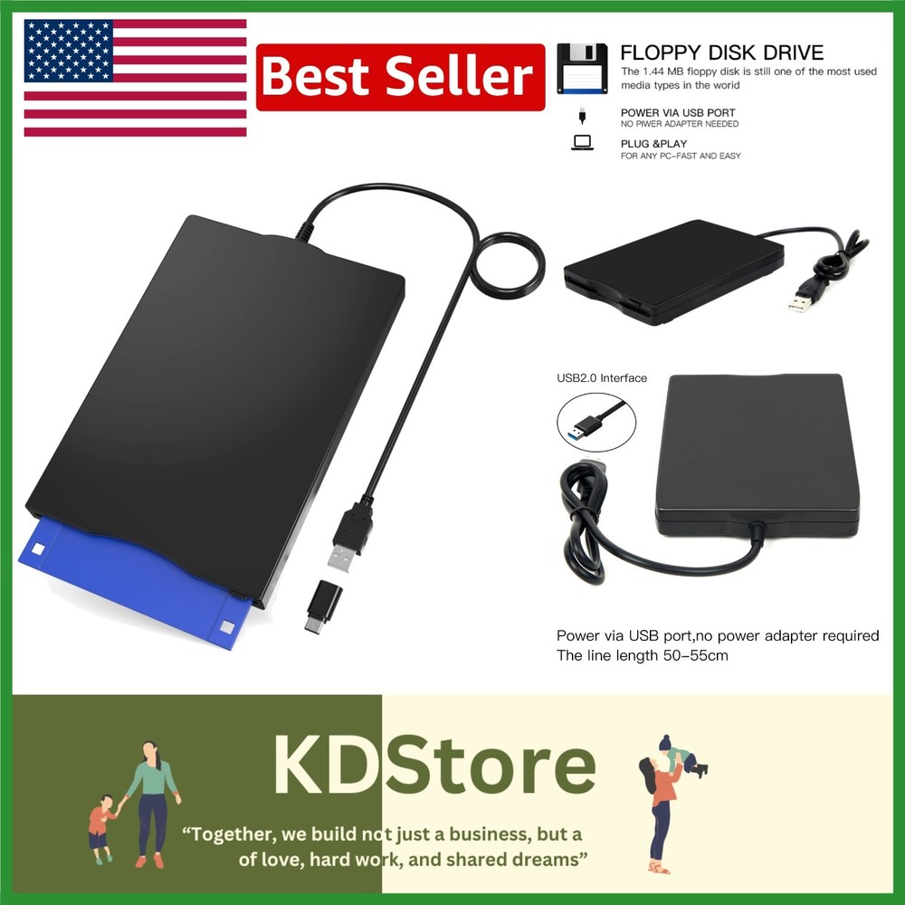 USB 3.5 Inch Floppy Disk Drive Reader External Portable for Windows Mac