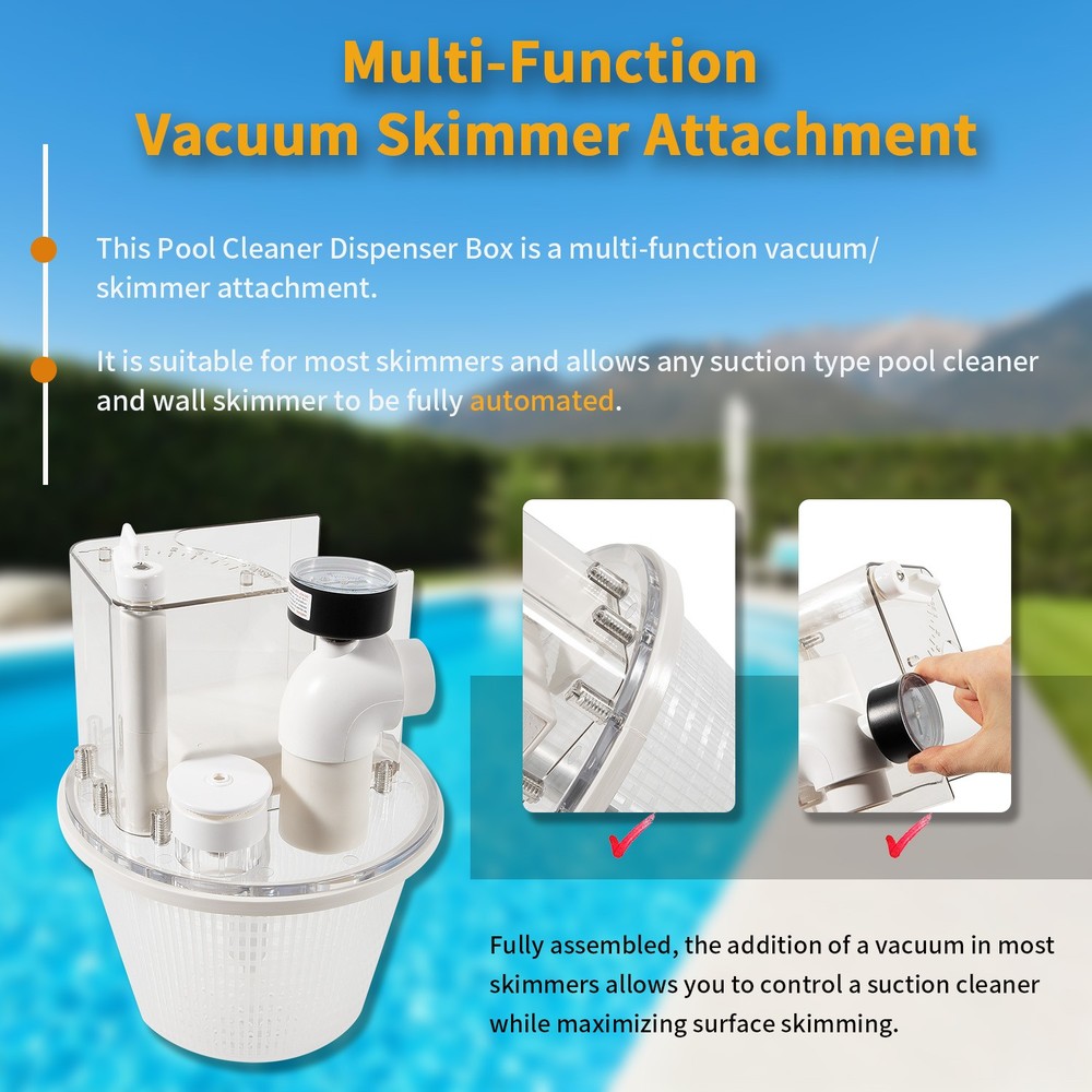 R211100 Vac-Mate Pool Cleaner Dispenser Box/Multi-Function Vacuum Skimmer Attach