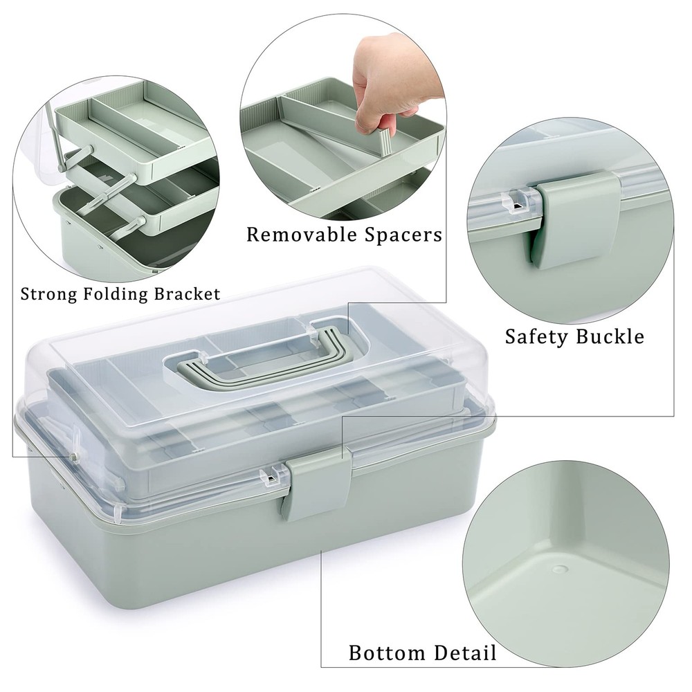 BTSKY 3-Layer Plastic Dividing Storage Box Craft Organizer and Storage with A...