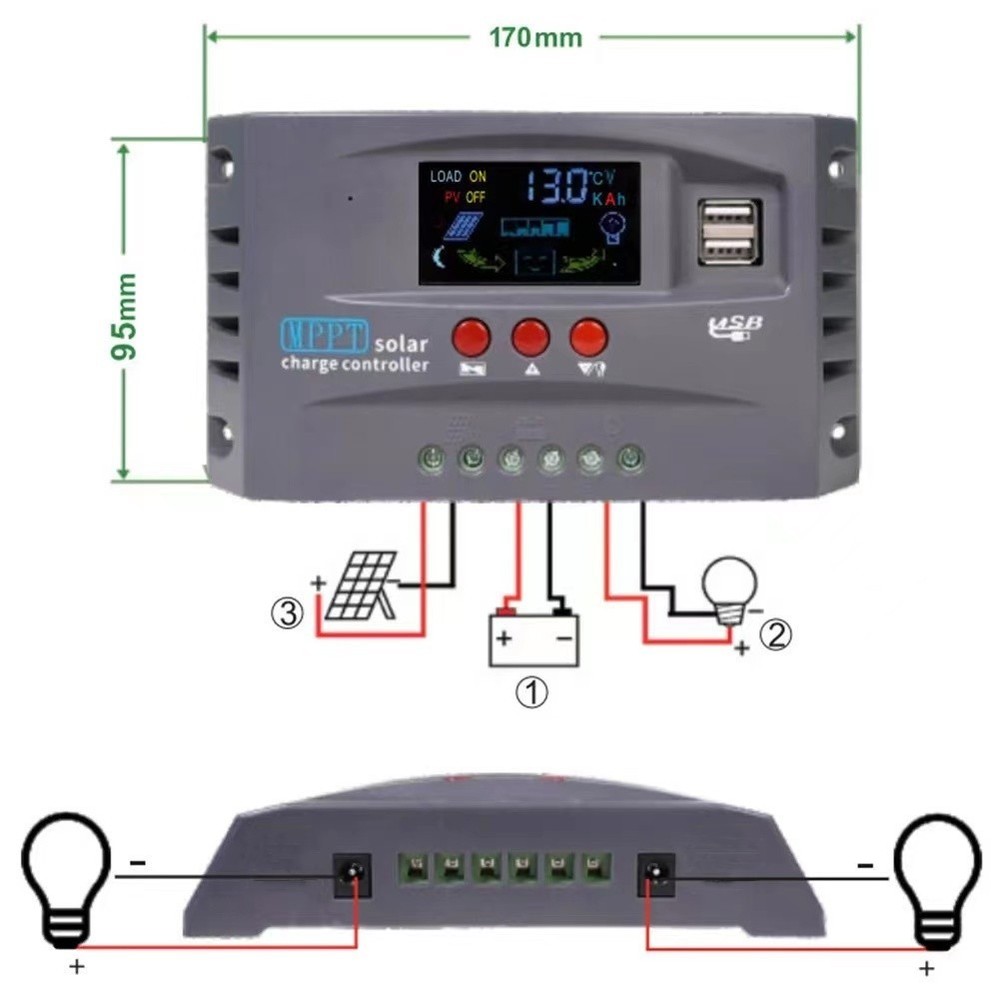 High Efficiency 30A MPPT Controller 12V 24V with User Friendly Display