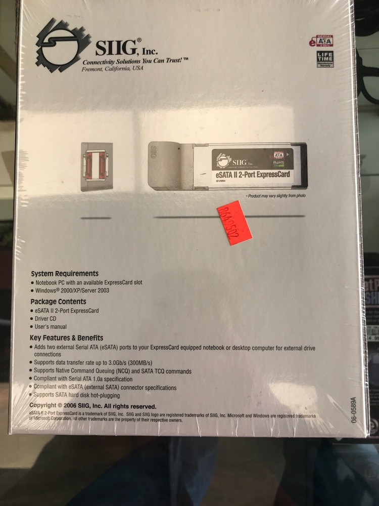 NEW SIIG 2-port eSATA II ExpressCard