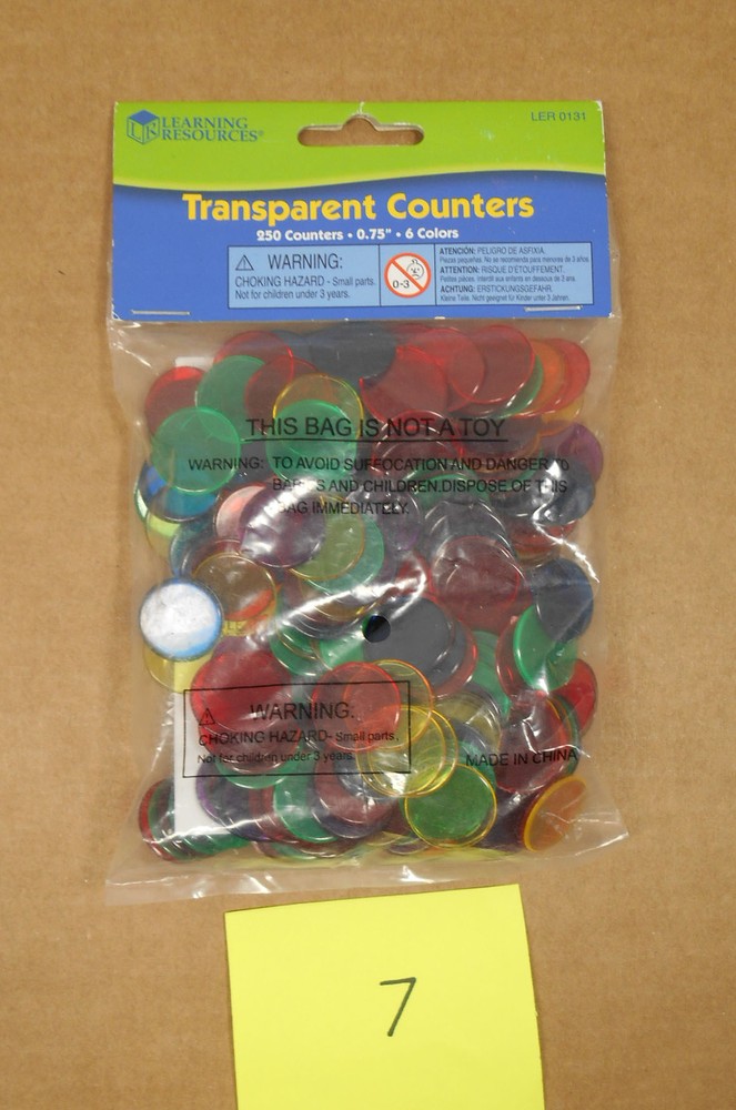 Learning Resources 250 Assorted Colors Transparent Counters New  L7