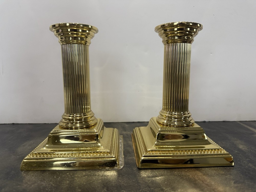 Baldwin Victoria Solid Brass Candlesticks 7.5” Pair w/ Boxes Vintage