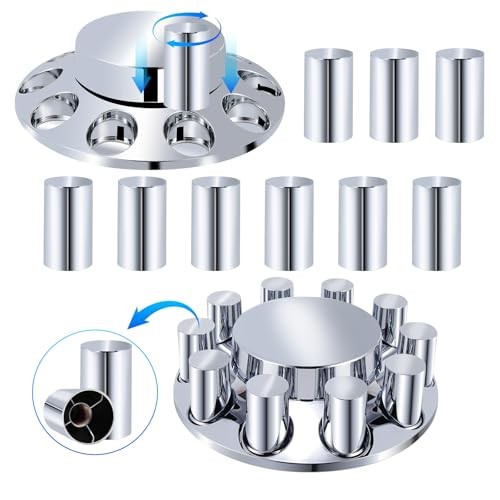 Front Axle Cover Kits ABS Chrome Plastic with 33mm Thread-on Flange Nut Front 2