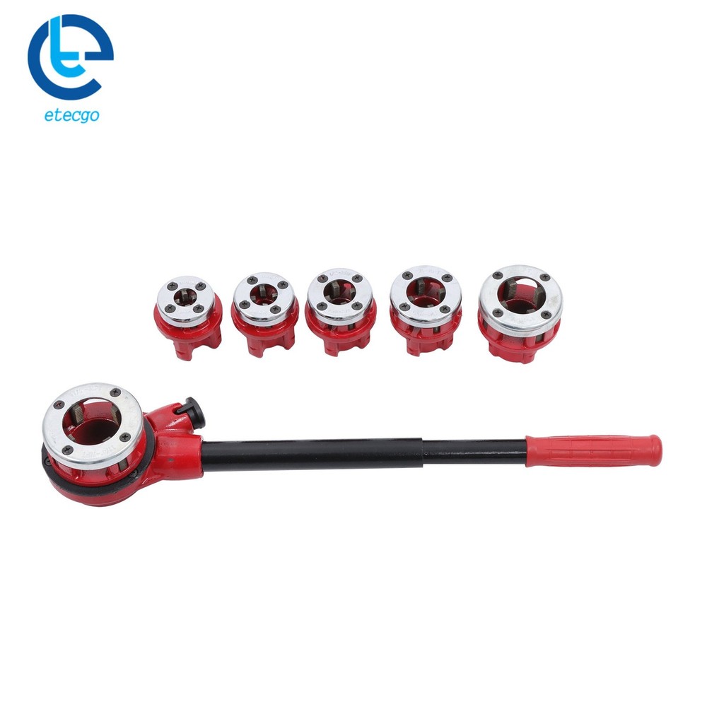 W/ 6 Dies Ratcheting Pipe Threading Tool Set Ratchet Pipe Threader Kit